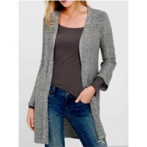 WHBM Cardigan Sweater XS Extra Small Silver Gray Sequin Metallic Cotton Blend
